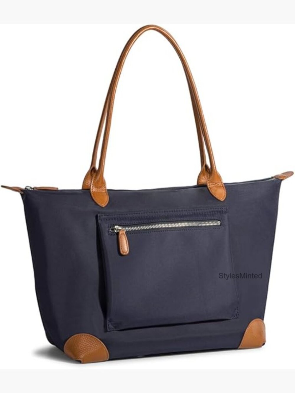 Large Tote Bag Lightweight Nylon Leather Shoulder Work Travel Purse Foldable